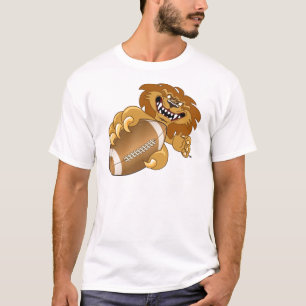 Camiseta Mascote da escola do leão que joga o futebol