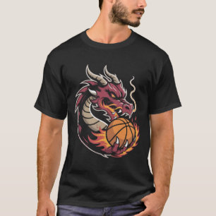 Camiseta Mascote de Basquete do Dragão Feroz Espírito de Eq