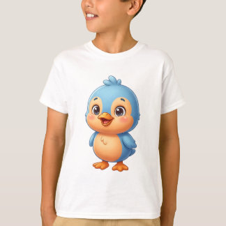Camiseta Mascote de Bebê Passarinho de Desenho Animado Azul