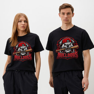 Camiseta Mascote de Beisebol Bulldogs Logotipo da Equipe Es