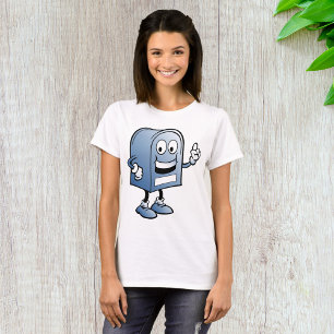 Camiseta Mascote de Caixa de Correio Feliz Caráter Azul