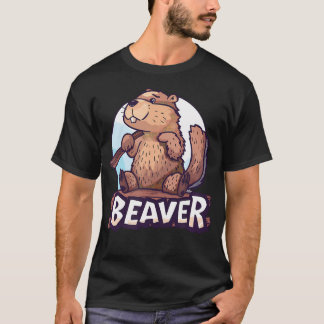 Camiseta Mascote de Castor para Meninos e Meninas Divertido
