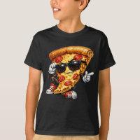 Mascote de Fatia de Pizza Legal com Óculos de Sol