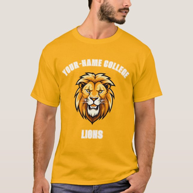 Camiseta Mascote de Leão PERSONALIZADO | Amarelo Dourado -  (Frente)