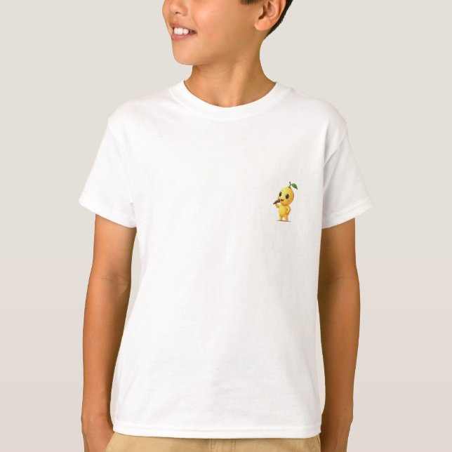 Camiseta Mascote de Limão Cantando para Crianças (Frente)