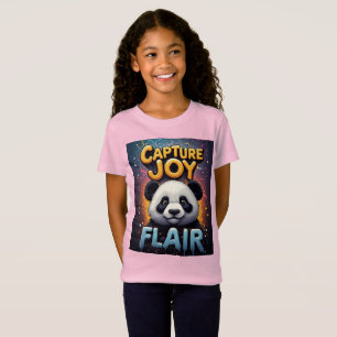 Camiseta Mascote de Panda Fofo com Gráfico Colorido de Cele