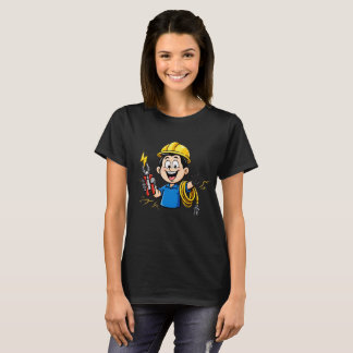 Camiseta Mascote Eletricista Energético Relâmpago Arte de D