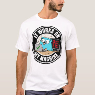 Camiseta Mascote Gopher do Golang Funciona na minha máquina