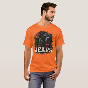 Camiseta Mascote Urso de Futebol Bravo Capacete Vermelho Di
