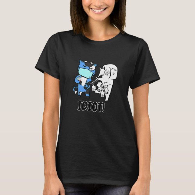 Camiseta Mascote Vaca Azul Idiota (Frente)