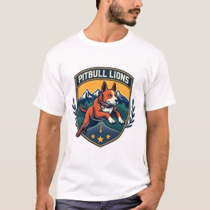Camiseta Mascote Vintage Leões Pitbull Crachá Esportivo Vet