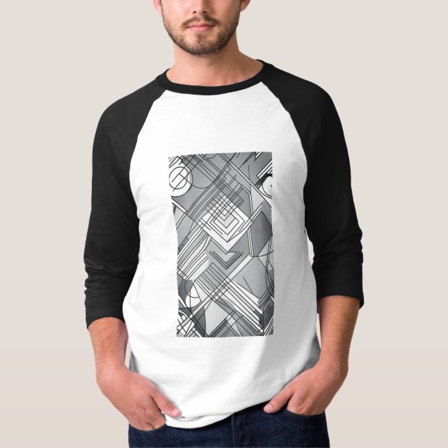 Camiseta Masculina Abstrato Manga Raglan 3/4 (Frente)