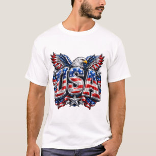 Camiseta Masculina Águia Atlética EUA 3D Puffy Bri