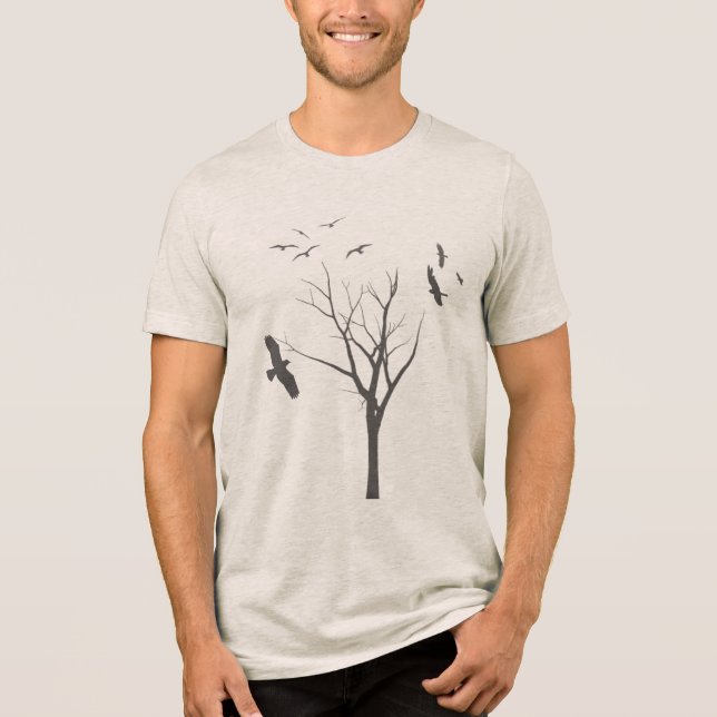 Camiseta Masculina - Árvore e Pássaros (Frente)