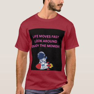 Camiseta Masculina Astronauta Foguete Vermelho Vid