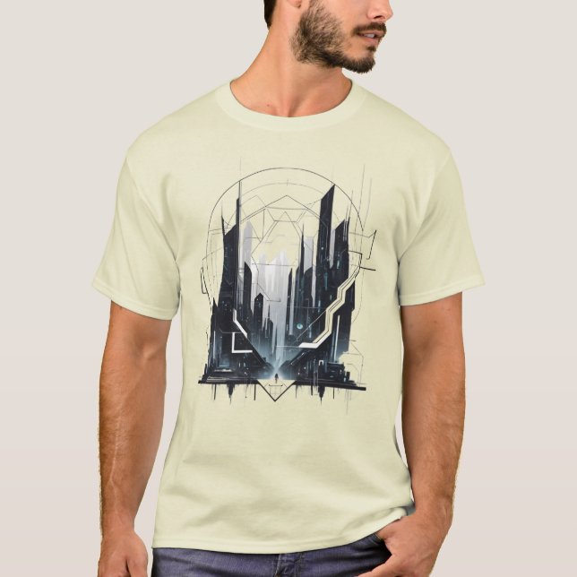 Camiseta Masculina Básica Abstrato Futurista-2 (Frente)