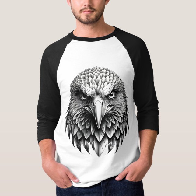 Camiseta Masculina Básica Águia Manga Raglan 34 3D (Frente)