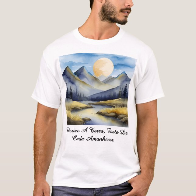 Camiseta Masculina Básica Amanhecer da Terra-2 (Frente)