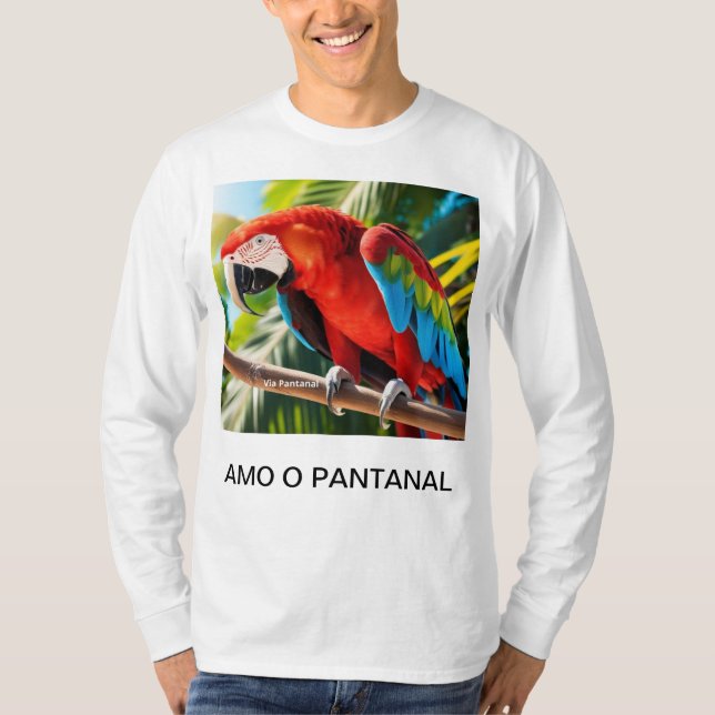 Camiseta Masculina Básica Arara Vermelha (Frente)