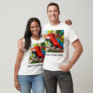 Camiseta Masculina Básica Arara Vermelha