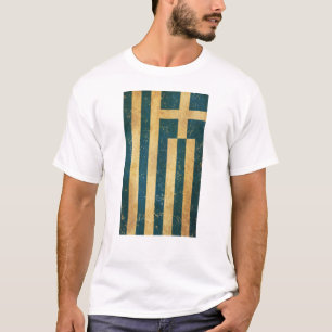 Camiseta masculina branca vintage Grécia Bandeira