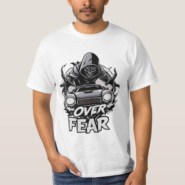 Camiseta Masculina Carro de Corrida Over Fear Grim (Frente)