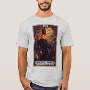 Camiseta Masculina Carta de Tarot Abóbora Rock 'N