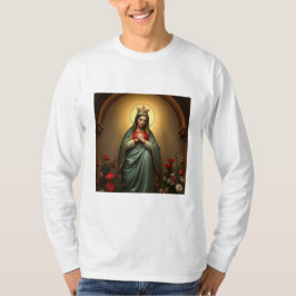 Camiseta Masculina Católica de Manga Longa Rainha