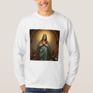 Camiseta Masculina Católica de Manga Longa Rainha 