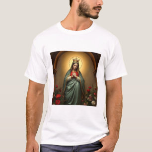 Camiseta masculina católica Maria Rainha do Céu