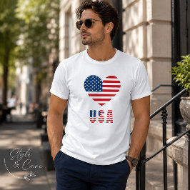 Camiseta masculina com desenho de coração da bande