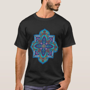 Camiseta masculina com desenho de mandala azul