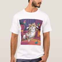 Camiseta masculina com design engraçado de gato | 