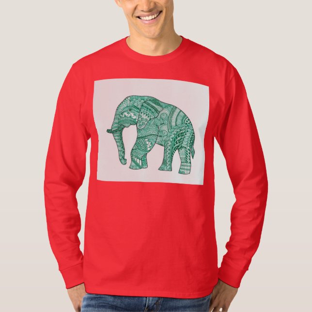 Camiseta masculina com elefante padronizado (Frente)