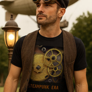 Camiseta Masculina com Engrenagens de Relógio Esti