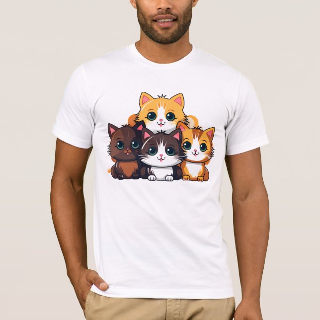 camiseta masculina com gato impresso (Frente)