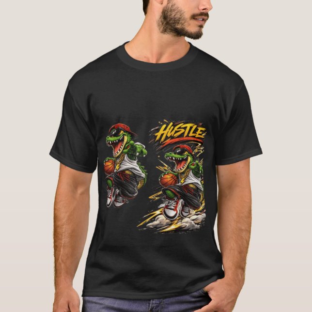 Camiseta masculina com gráfico de dinossauro de ba (Frente)