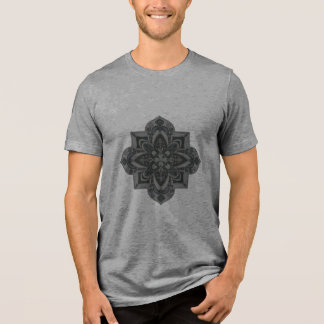 Camiseta masculina com mandala geométrica cinza e