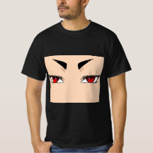 Camiseta masculina com olhos de anime vermelhos e