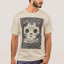 Camiseta masculina com retrato gráfico de gato eng