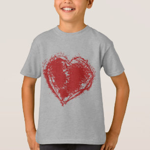 Camiseta Masculina Coração Vermelho Desgastado Art