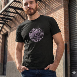 Camiseta Masculina Crânio Roxo Distorcido Feita no