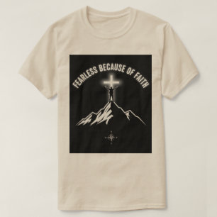 Camiseta Masculina Cristã Sem Medo por Causa da Fé
