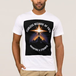 Camiseta Masculina Cristã Sem Medo por Causa da Fé