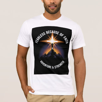 Camiseta Masculina Cristã Sem Medo por Causa da Fé