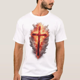 Camiseta masculina da Cruz Cristã Flamejante