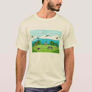 Camiseta masculina de animais fofos da savana
