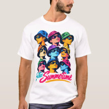 Camiseta Masculina de Arte Pop Colorida de Verão