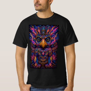 Camiseta Masculina de Arte Totem de Coruja Psicodé