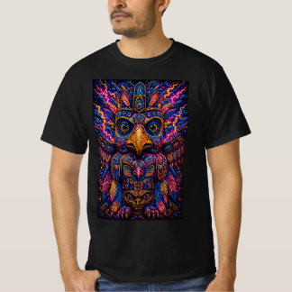 Camiseta Masculina de Arte Totem de Coruja Psicodé